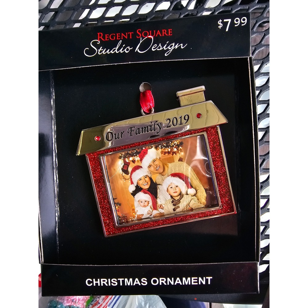 Regent Square Studio Design 2019 Our Family Photo Frame Christmas Ornament Red
